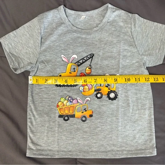 Toddler Digger Construction Easter Egg Gray T-Shirt Euro 100/USA 3T NEW - Picture 4 of 5